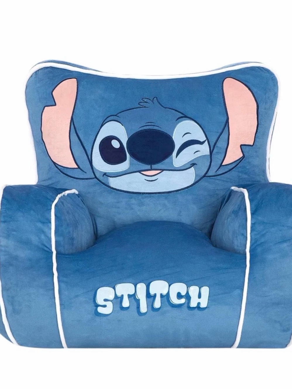 Disney Blue Stitch Plush Kids Armchair with Pink Ear Accents